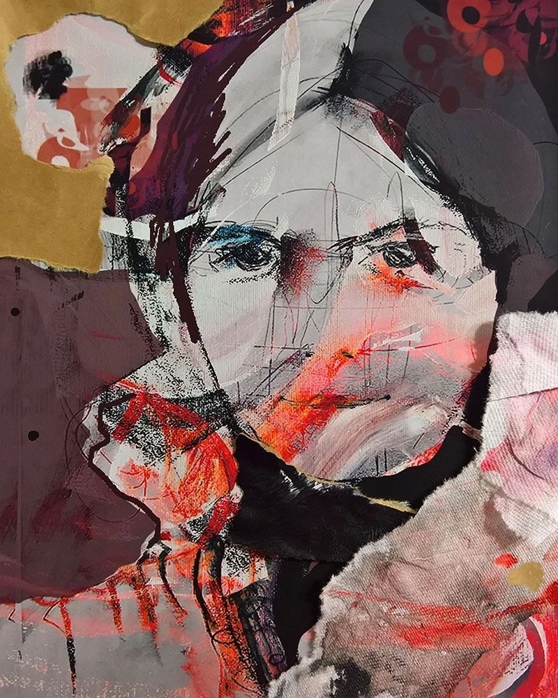 Peaches — mixed media painting by Marjorie Claus
