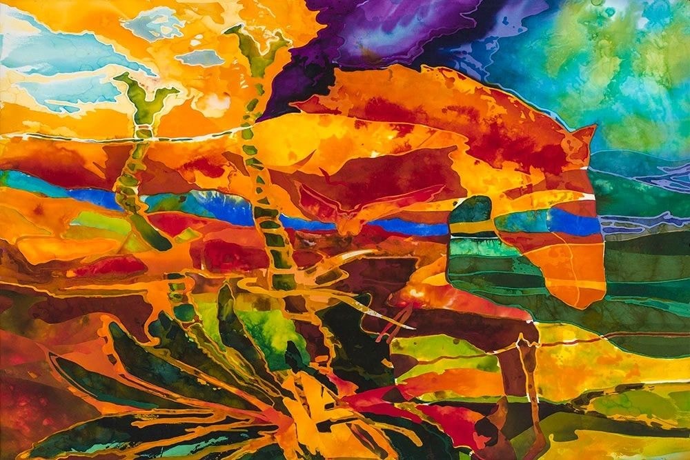 Century Horse Batik — mixed media painting by Marjorie Claus